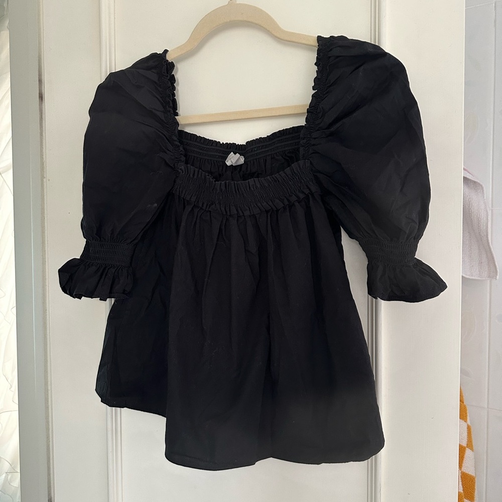 ASOS Black Puff Sleeve Top